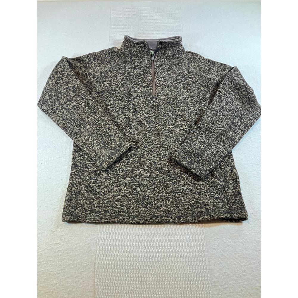 Stillwater Supply Co Womens Medium Brown Marled Fleece Quarter Zip Pullover Coat